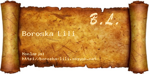 Boroska Lili névjegykártya